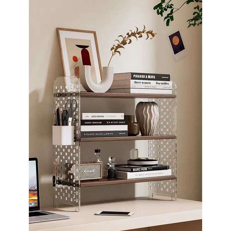 Acrylic desktop storage rack hole board wall bookshelf desk student dormitory office multi-layer storage shape