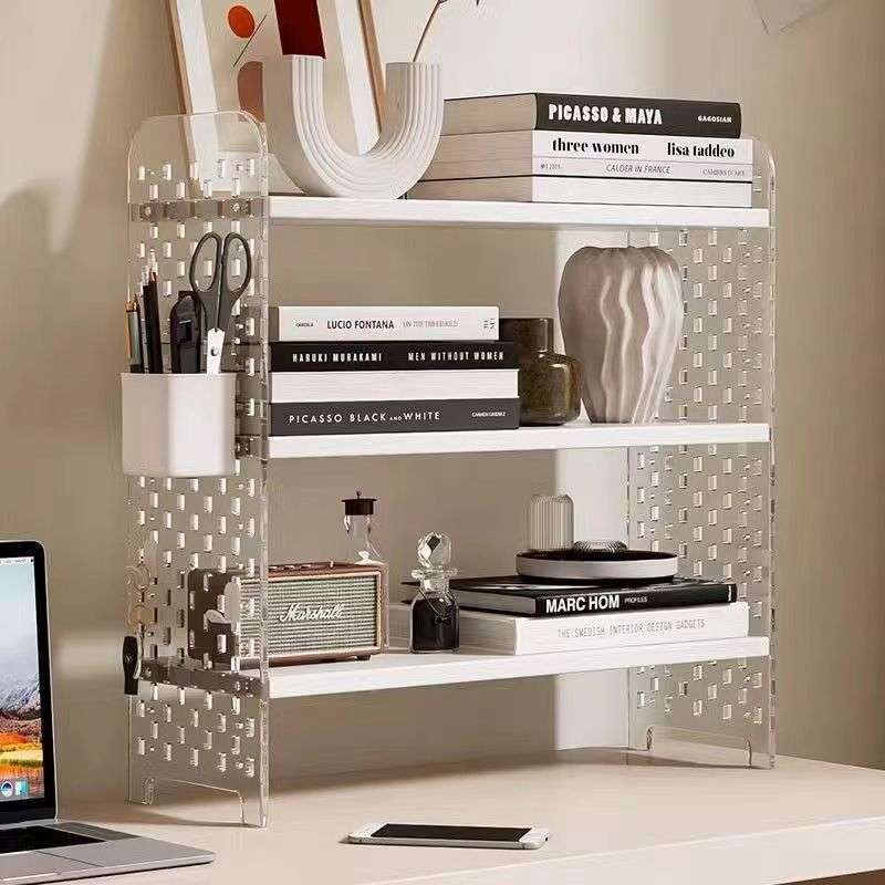 Acrylic desktop storage rack hole board wall bookshelf desk student dormitory office multi-layer storage shape