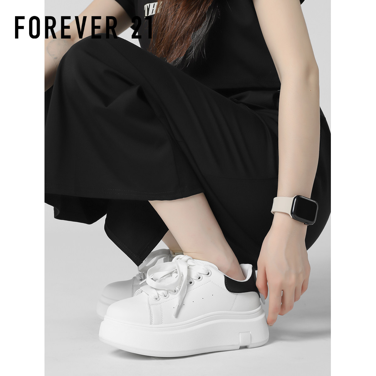 F21小白鞋女2025新款秋季软厚底增高轻便百搭配裙子休闲学生板鞋,淘宝优惠券,粉丝福利购,淘宝优惠卷