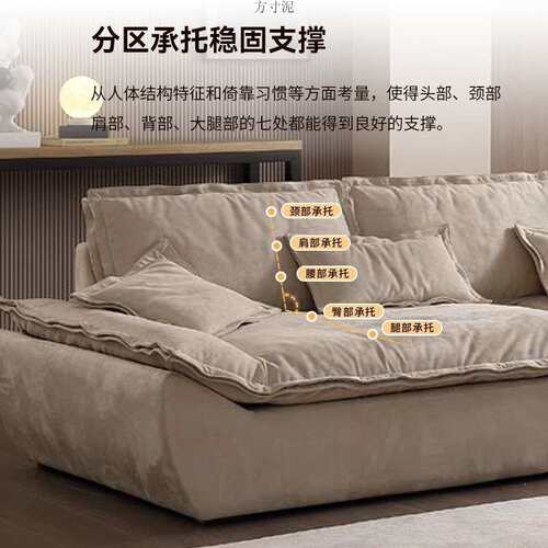 帆船沙发大坐深直排四人懒人羽绒沙发客厅乳胶布艺可拆洗轻奢沙发 - 图1