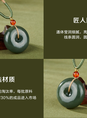 七彩云南和田玉平安扣吊坠碧玉