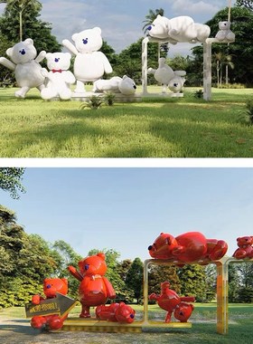 卡通拍照雕塑网红大白熊北极熊z落地摆件商场景区公仔装饰打卡美