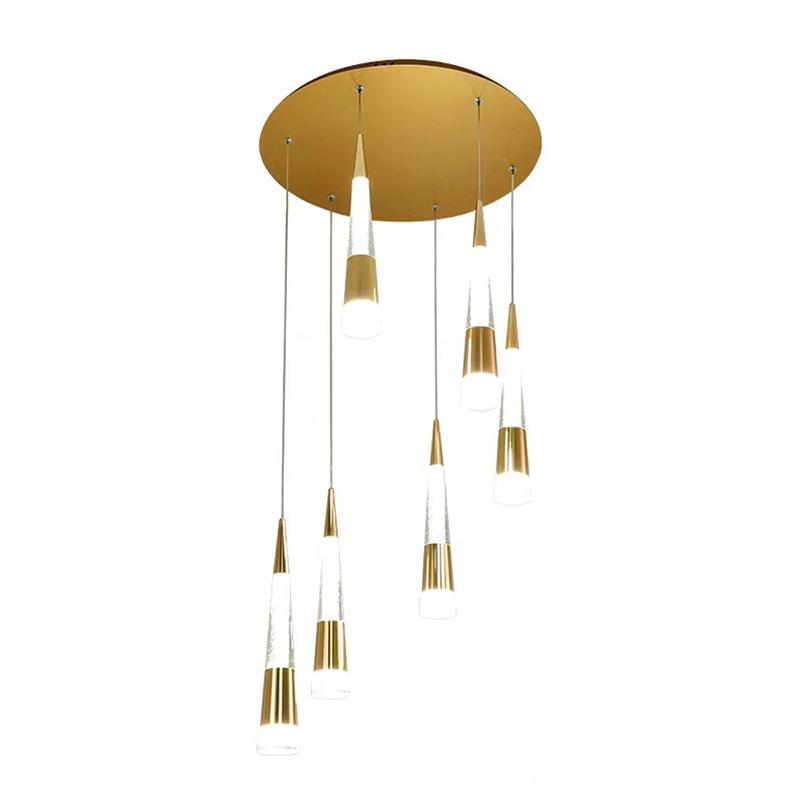 金色楼梯吊灯挑空客厅别墅复式楼挑高旋转楼梯间长吊灯loft公寓灯 - 图3