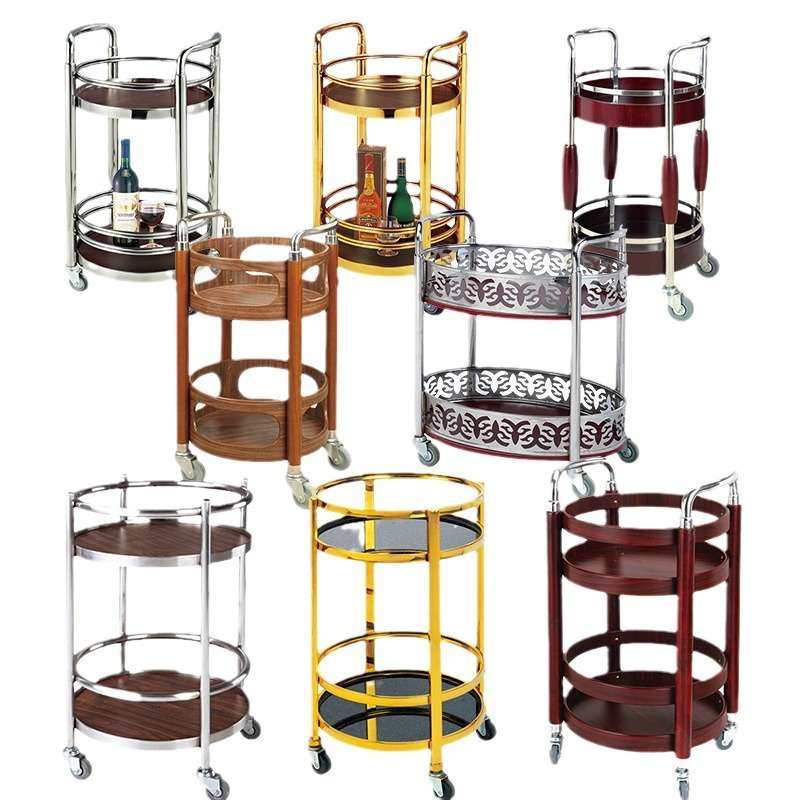 圆形酒水车木质圆形酒水车钢木服务车移动餐车双层圆形酒水车,淘宝优惠券,粉丝福利购,淘宝优惠卷