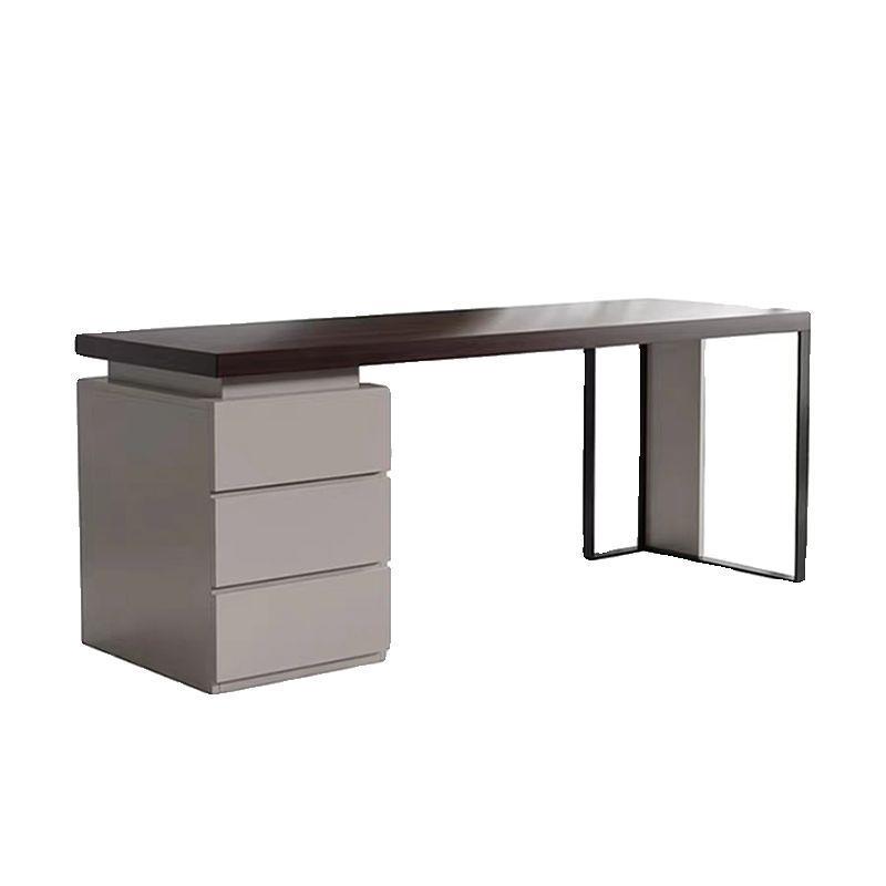 现代简约意式极简家用轻奢书桌书房电脑桌实木办公桌设计师写字台 - 图3