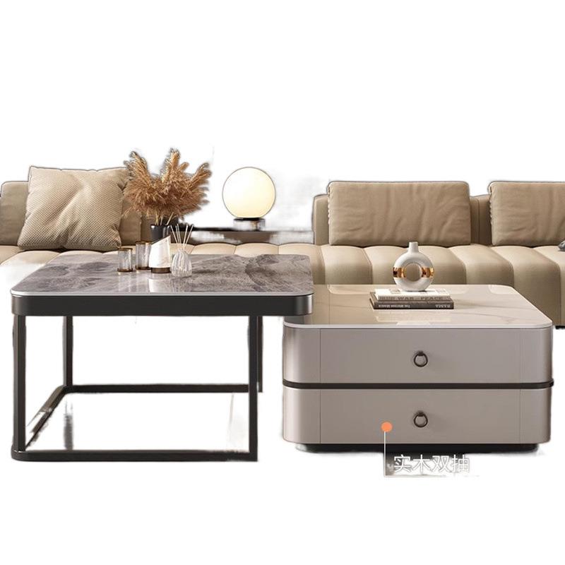 岩板茶几轻奢现代简约茶几客厅家用小户型阳台意式方形边桌 - 图3