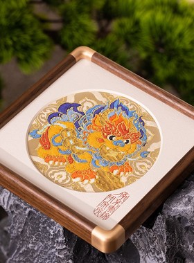 南京云锦研究所貔貅招财进v宝非遗手工刺绣工艺品桌面摆件礼盒送