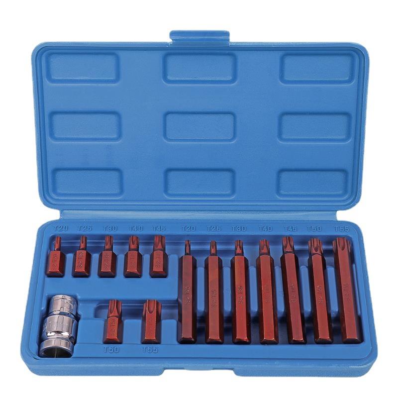 15件S2梅花旋具套筒 t30梅花内六角t40t45t50工具 内六花压批套筒 - 图3