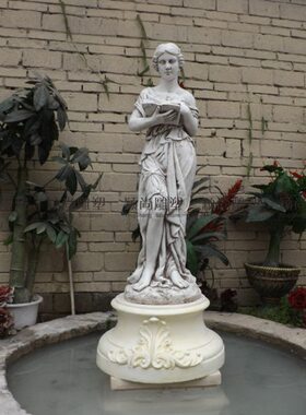 欧式人物摆件雕塑专用底座圆形加高底罗马柱庭院花园酒吧小摆设