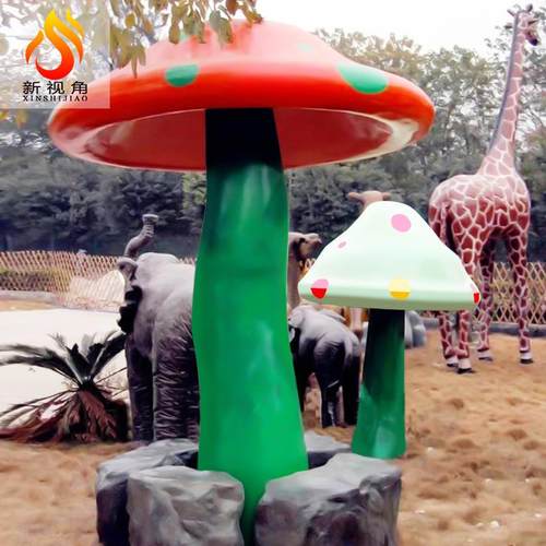 玻璃钢蘑菇座椅坐凳 户外公园装饰蘑菇屋凉亭景观雕塑 户外蘑菇亭 - 图2