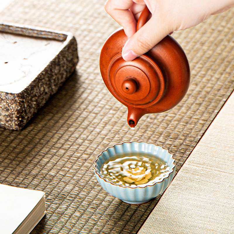 汝窑主人单杯女士专用个人杯品茗功夫陶瓷茶盏手工捏花开片茶杯子,淘宝优惠券,粉丝福利购,淘宝优惠卷