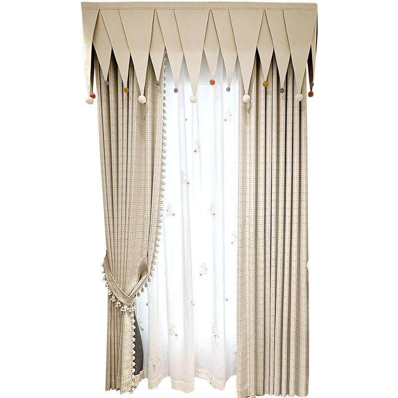 女孩奶油风窗帘卧室飘窗公主棉麻遮光儿童房窗帘彩色糖豆点窗帘布,淘宝优惠券,粉丝福利购,淘宝优惠卷