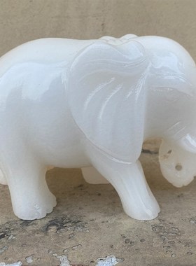 天然玉石吸水大象摆件招财镇宅一对公母化解卫生间风水小白象石雕