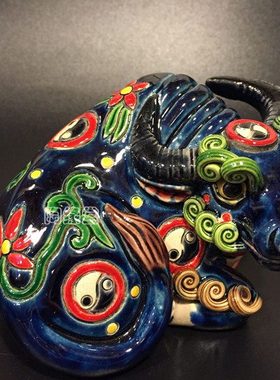 陶瓷摆件十二生肖动物牛摆件家居饰品招财生肖牛书房博古架摆设