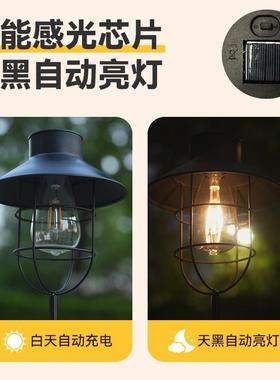 铁艺太阳能复古户外灯家用庭院灯挂树吊灯庭院花园防水插地灯装饰