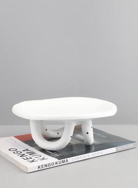 现代简约抽象圆形三脚斑点树脂果盘托盘摆件客厅电视柜家居装饰品