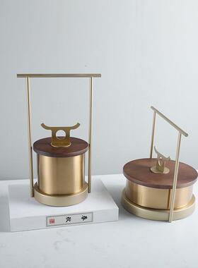 新中式金属提盒摆件客厅书房玄关电视柜样板房收纳盒软装饰品