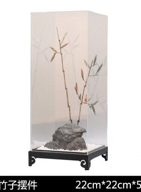 罩假山新中式客厅样板房摆件竹子盒子沙盘铁艺软装饰品玄关亚克力