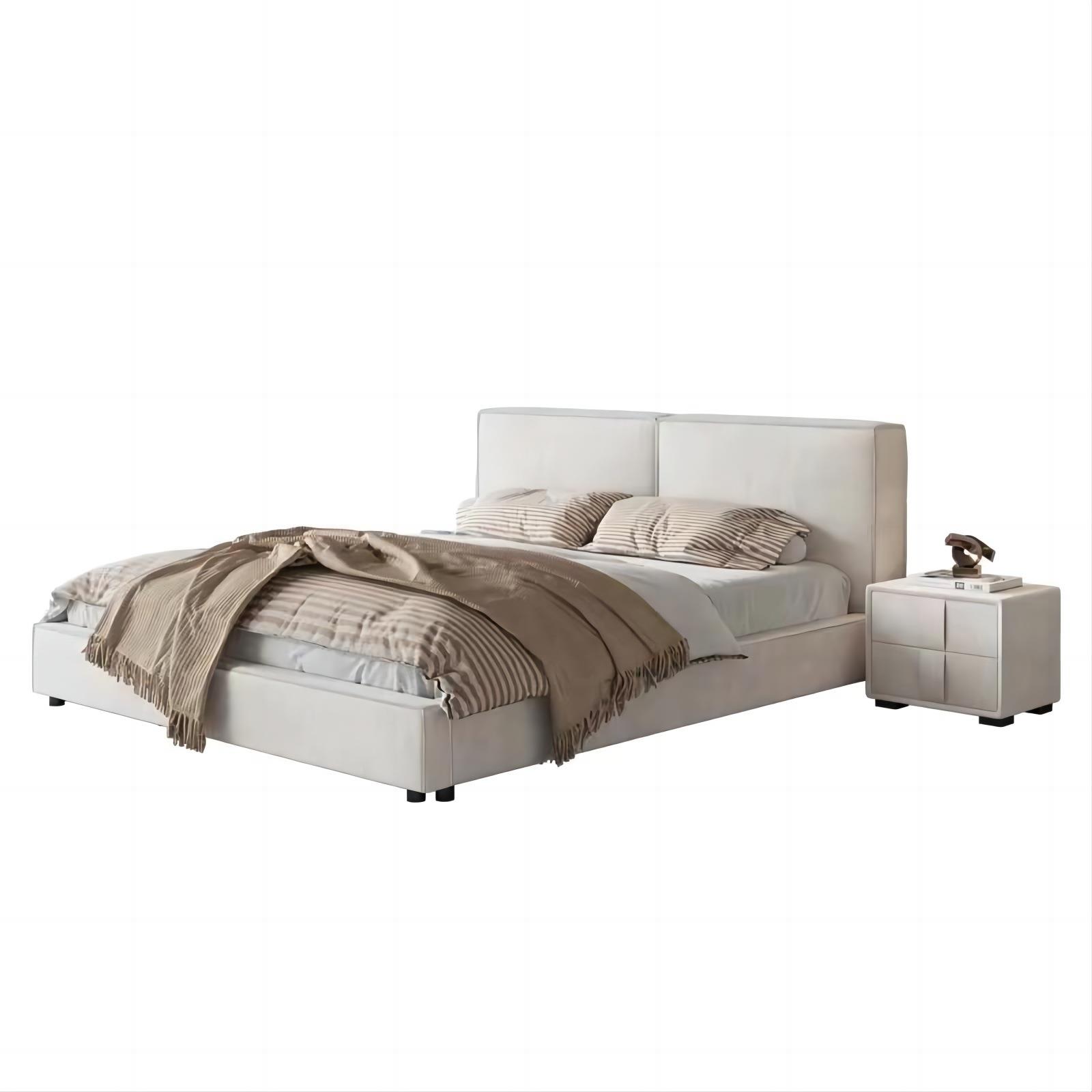 豆腐块baxter床双人床科技布大床轻奢主卧现代简约小户型奶油风床 - 图3