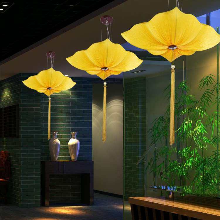 现代中式布艺四方荷叶吊灯创意茶馆餐厅仿古阳台灯笼酒店茶楼灯具,淘宝优惠券,粉丝福利购,淘宝优惠卷