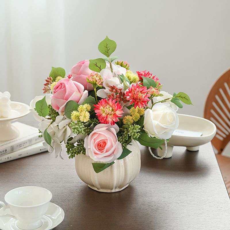 仿真花艺套装家居餐桌桌面轻奢摆件摆设假花装饰花绢花客厅花艺,淘宝优惠券,粉丝福利购,淘宝优惠卷