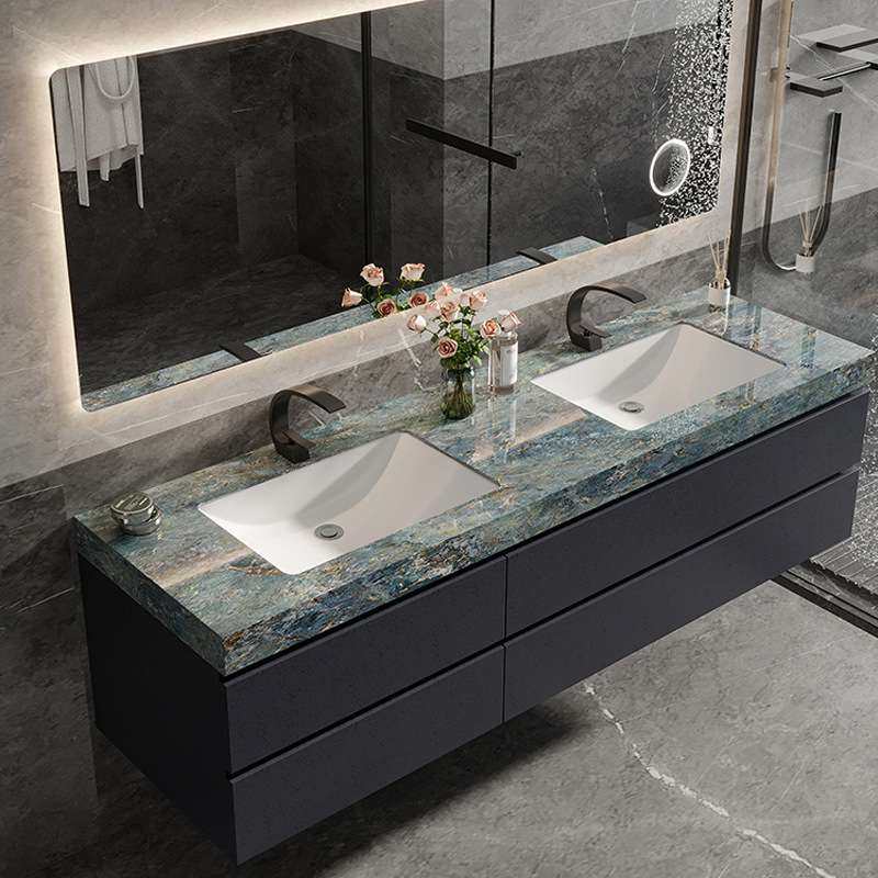 设计师现代岩板浴室柜组合一体盆2023新款实木洗漱台洗脸洗手台盆,淘宝优惠券,粉丝福利购,淘宝优惠卷