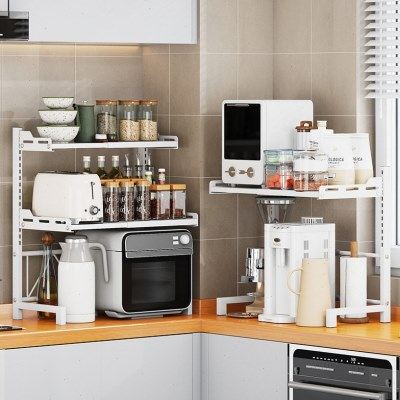 可调节伸缩电饭锅架厨房置物架微波炉烤箱厨具架子锅碗瓢盆收纳架,淘宝优惠券,粉丝福利购,淘宝优惠卷