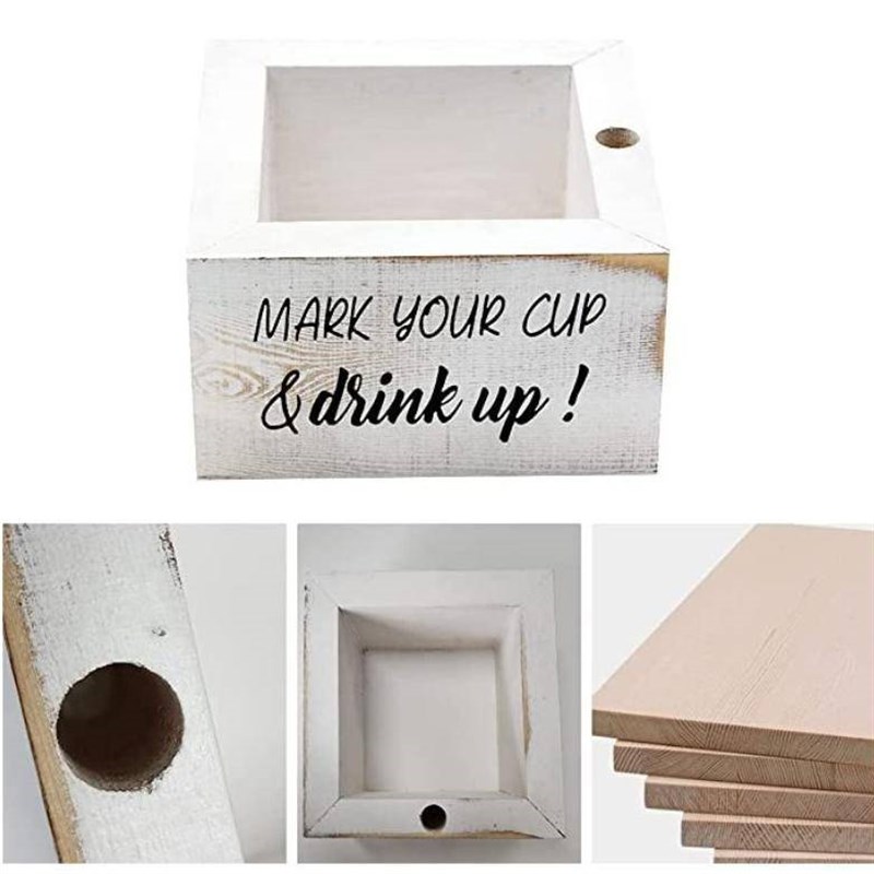 木质纸杯子储物架m桌面吧台纸杯收纳盒杯托带笔筒多用途整理木盒 - 图1