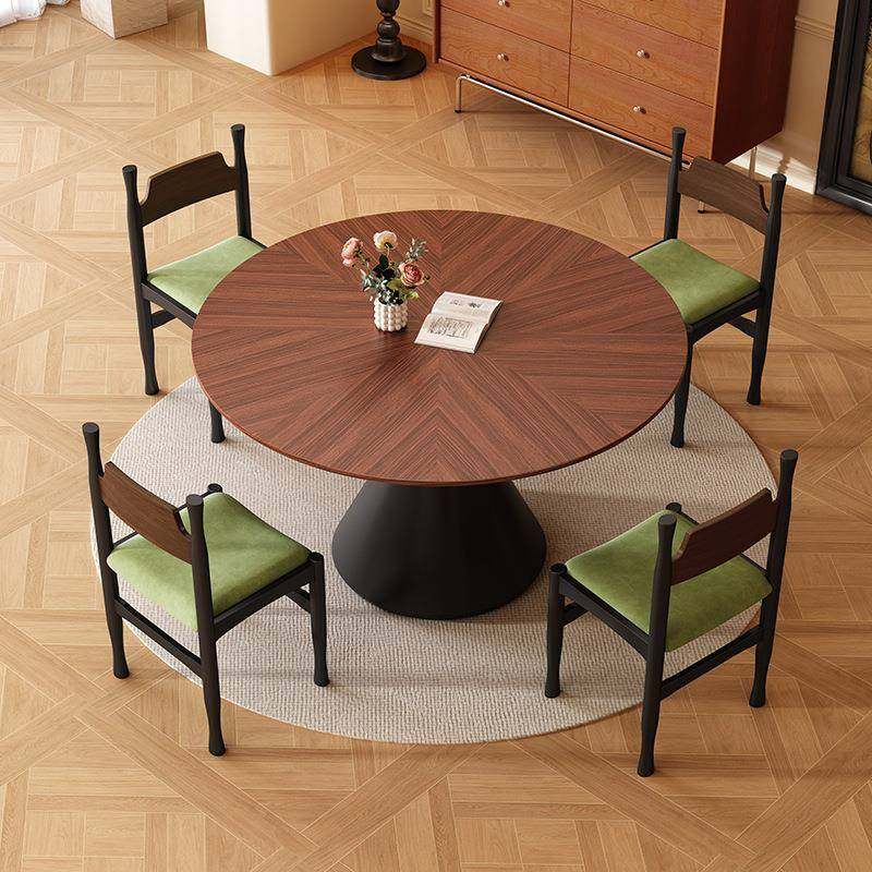 中古风实木餐桌椅组合家用小户型客厅圆桌白蜡木设计师沙漏脚饭桌 - 图1