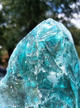 园艺造景石d石笼墙石鱼缸造景石冰蓝色玻璃石水晶石摆件石玻璃灯