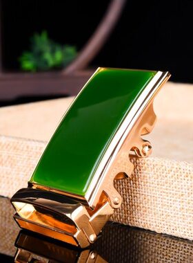 玉无事牌和田男霸气新疆菠菜皮带扣头绿白碧玉腰带扣头平安金镶玉