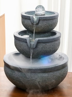 风水轮流水摆件桌面循环水生财客厅办公室茶几简约招财风水球