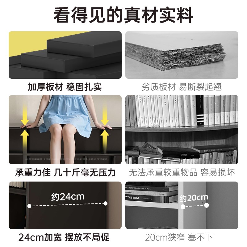 书架复古黑色卡莱克客厅格子柜落地矮柜收纳柜自由组合柜储物柜子 - 图2