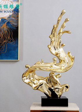 浪花雕塑大型现代艺术工艺礼品摆饰玄关客厅I样板房酒店北欧创意