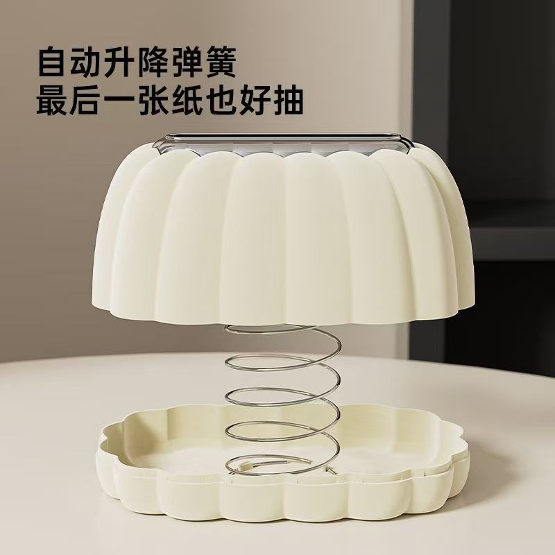 南瓜弹簧纸巾盒家用创意抽纸盒办公客厅简约奶油风植绒.纸巾收纳 - 图2