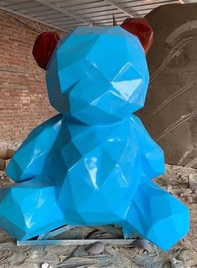 玻璃钢雕塑定制大型几何动物x抽象块切面熊鹿兔子摆件户外园林景