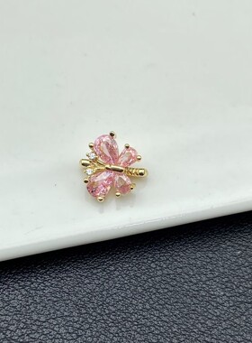 大锆石蝴蝶三孔排扣隔珠水晶花朵DIY饰品配件水晶珠宝文玩串珠手