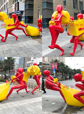 依塔斯玻璃钢奔跑人物广场雕塑商业街诚市景观林园绿地装饰户外