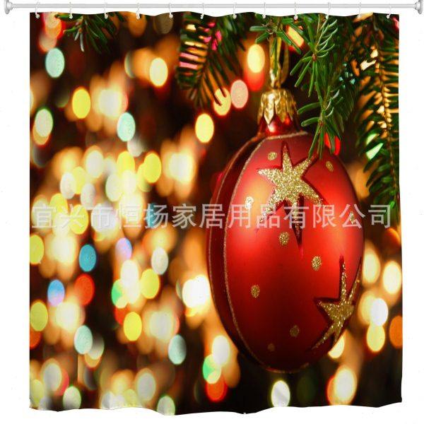 【3D数码印花】 暗帝雪花圣诞树 涤纶浴帘加厚,淘宝优惠券,粉丝福利购,淘宝优惠卷