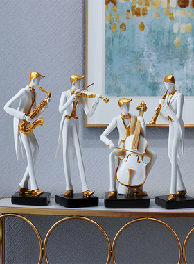 乐器音乐家人物摆k件装饰品 小提琴 钢琴 大提琴 萨克斯乐队工艺