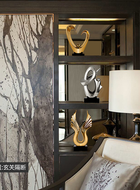 独具慧眼 创意轻奢抽象陶瓷摆y件工艺品 客厅酒柜电视柜办公室摆