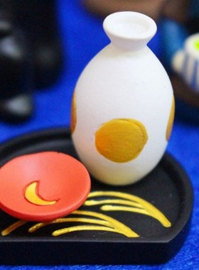 杂货 中秋忍者猫狗团子兔赏月屏风摆Z拍道具摆件