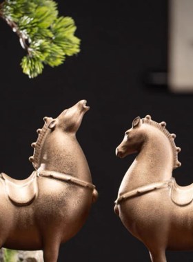 西安文创陶瓷富贵唐马摆件唐三彩创意家居办公室桌面书Z房装饰工