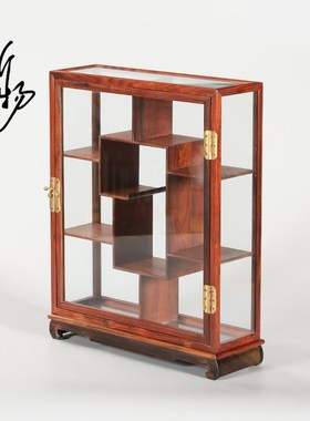 大红酸枝茶具置物架案上桌面收纳柜置物架紫砂壶盆V景展示架文玩