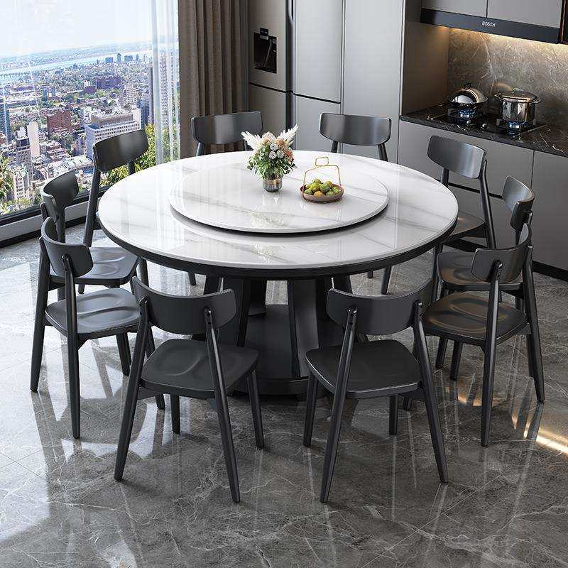 实木岩板餐桌椅组合现代简约圆形饭桌子家用小户型轻奢10人大圆桌,淘宝优惠券,粉丝福利购,淘宝优惠卷