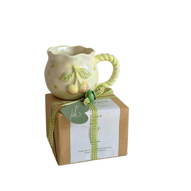 博主款手作不规则清新可爱樱桃艺术小众马克杯陶瓷杯酷酷量大优惠,淘宝优惠券,粉丝福利购,淘宝优惠卷