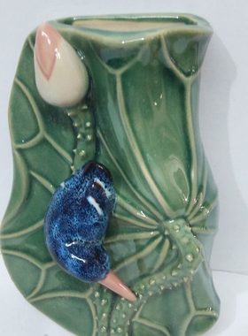 挂壁门口玄关插干花花瓶背景陶瓷水培植物莲藕电视柜花墙饰饰品