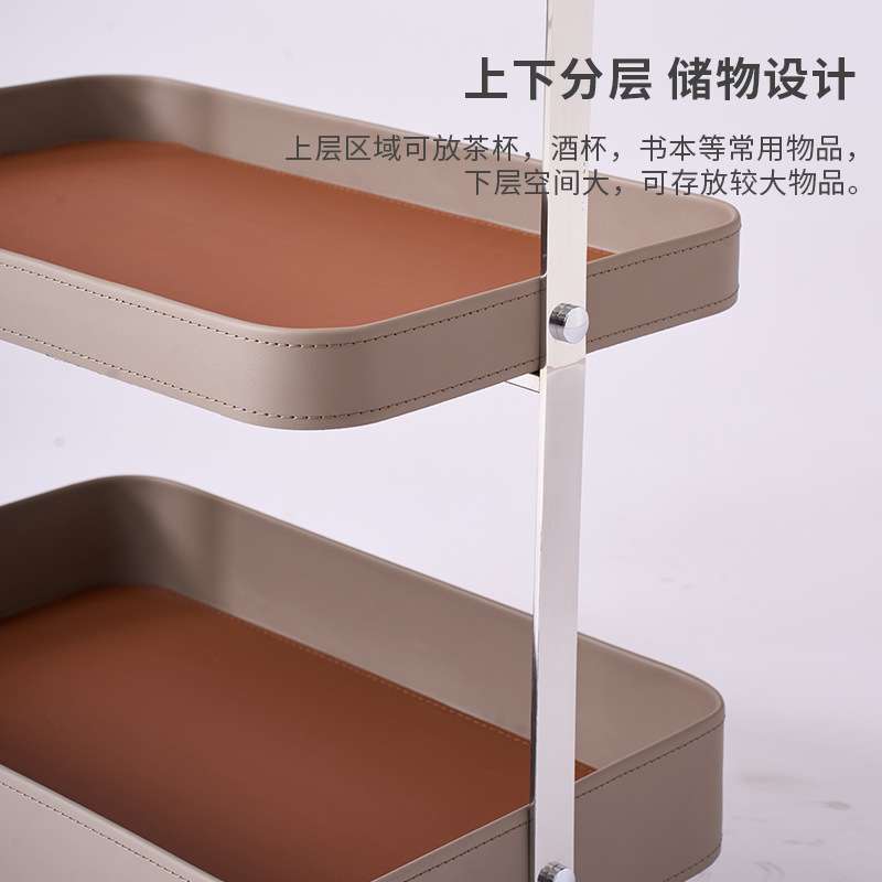 YH034b格菲莉意式极简可移动沙发边几轻奢马鞍皮小推车家用客厅置