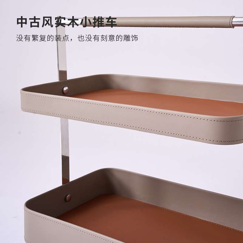 YH034b格菲莉意式极简可移动沙发边几轻奢马鞍皮小推车家用客厅置