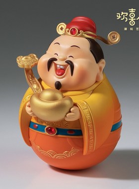 欢喜小将《不倒翁》财神关公 解压办公R桌面招财工位摆件